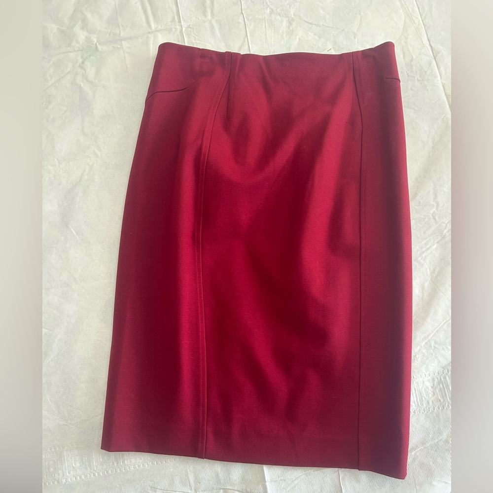 Ann Taylor Burgundy Midi Pencil Skirt
